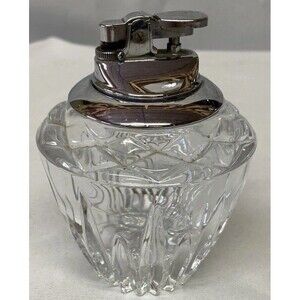 1940’s Vintage Crystal Table Gas Butane Lighter, Princess House ‘Highlights’